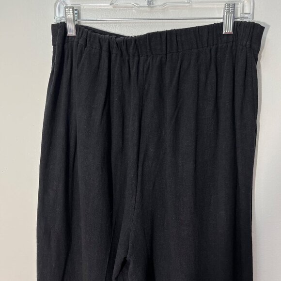 SASS Black Wide Leg Crop Lagenlook Linen Blend‎ Pants Size 12 - Picture 3 of 7